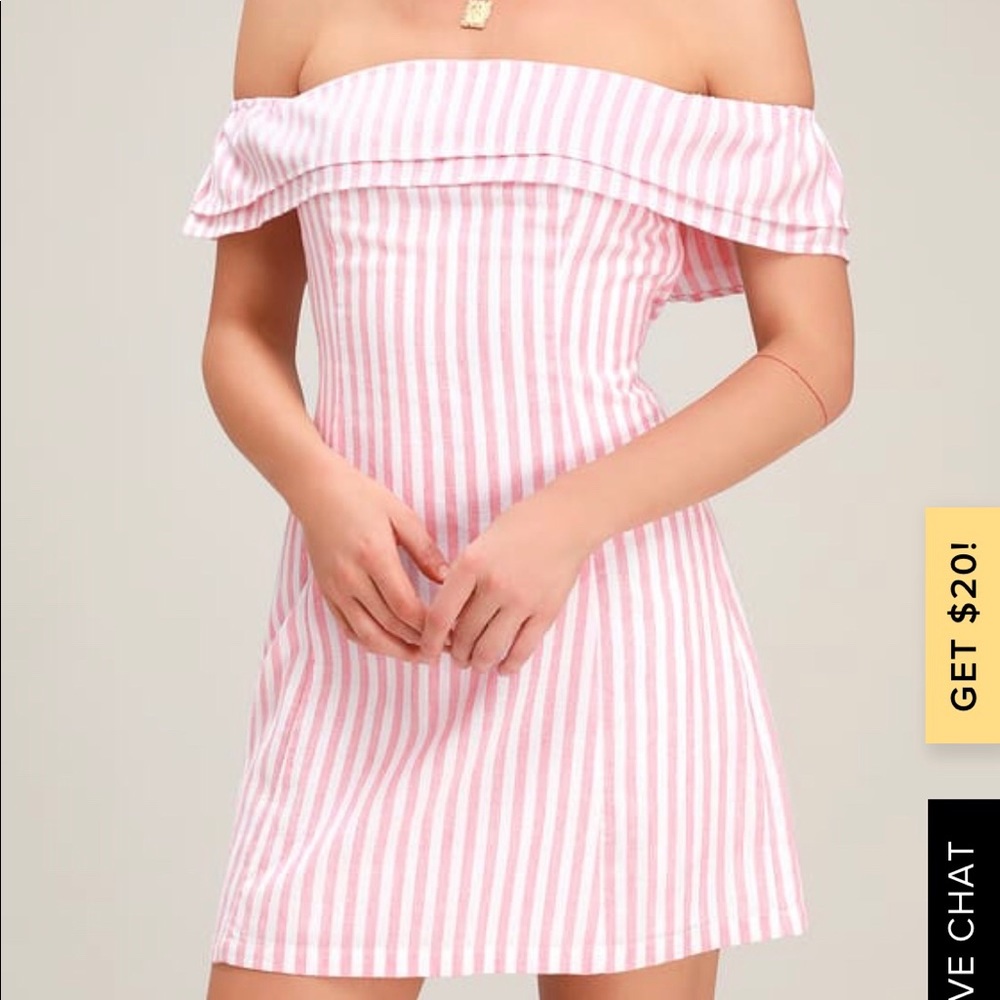 Lulu’s Blush Pink Off-the-Shoulder Mini Dress